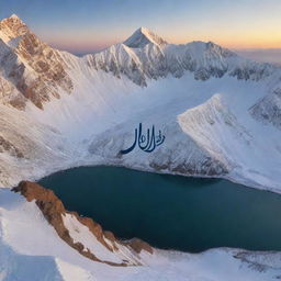 The name 'Ihsan Ullah Shah' in elegant calligraphy, surrounded by a stunning backdrop of epic natural beauty, such as mountains covered in snow or a glowing sunset over the ocean.