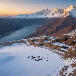 The name 'Ihsan Ullah Shah' in elegant calligraphy, surrounded by a stunning backdrop of epic natural beauty, such as mountains covered in snow or a glowing sunset over the ocean.