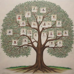 An artistic and detailed family tree for a 45cm x 45cm canvas. Featuring parents Zakir Aziz and Shzia at the top branching down to their children Safia Zakir, Shayan Zakir, Amama Zakir, and Momna Zakir.