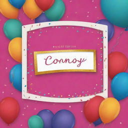 Design a name tag background featuring festive elements and vibrant colors, ideal for an anniversary celebration.