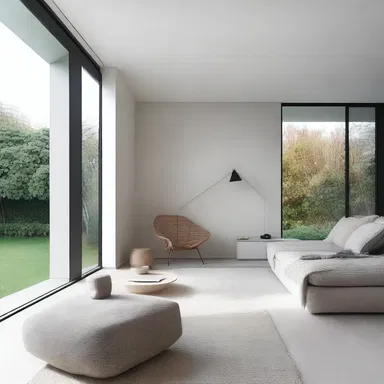 The unemphatic use of neutral colors in this minimalist house gives it a calm and subtle ambiance.