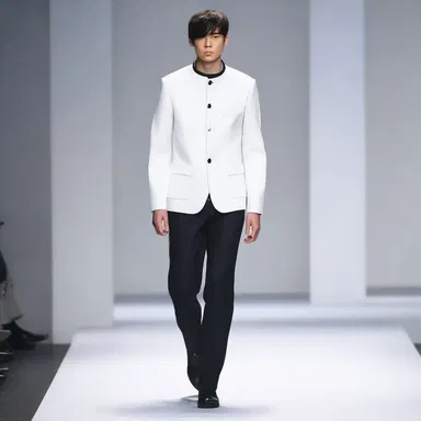 The designer opted for an unemphatic approach by using clean lines and minimalistic elements in his collection.