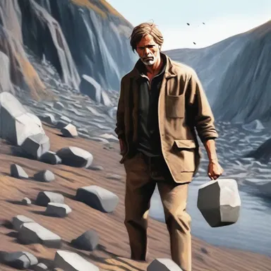 In the novel, the main character is a quarrier who spends his days extracting stones from the quarry.