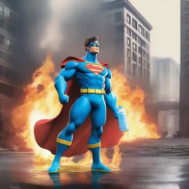 The superhero's superpower of retentiveness allowed them to hold a large amount of water and extinguish the flaming building without running out.