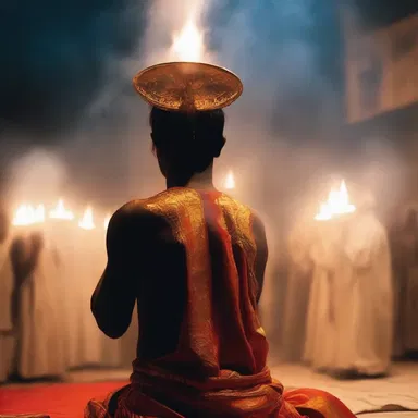 In the religious ritual, the dispersing phase symbolized the spiritual connection between the physical and the divine.