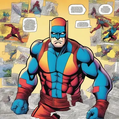 The artist uses bold lines and vibrant colors stylistically to bring the characters in the comic book to life.