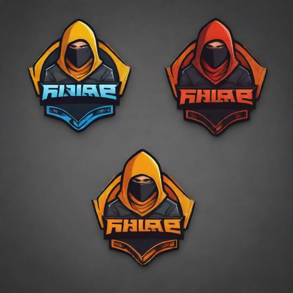 Create an eSports gaming logo for Free Fire featuring four faceless characters standing. The logo must incorporate the team name, 'cRazy_kHiladi'. Character designs should have an intense, engaging feel.