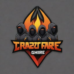 Create an eSports gaming logo for Free Fire featuring four faceless characters standing. The logo must incorporate the team name, 'cRazy_kHiladi'. Character designs should have an intense, engaging feel.