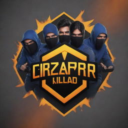 A dynamic esports logo for a Free Fire team named 'Crazy Khiladi', featuring four faceless players in action poses.