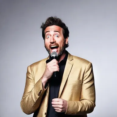 The comedian delivered his punchline disjointedly, leaving the audience initially confused before erupting into laughter.