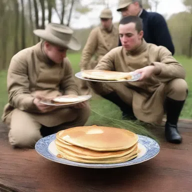 During the American Revolutionary War, soldiers would often gather and enjoy pancakes as a comforting meal before battle.
