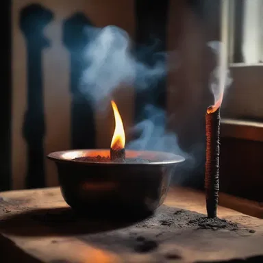 The resinated incense burned in the haunted house, creating an eerie atmosphere.