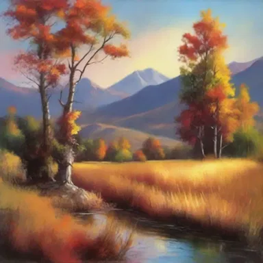 The resinated oil paints added depth and texture to the artist's vibrant landscape painting.