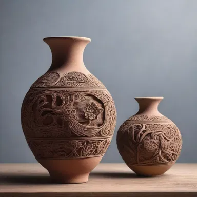 The artist used clayey soil to sculpt a beautiful vase with intricate details.