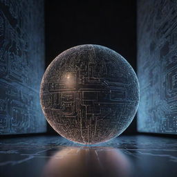 Generate an image representing the AI's abstraction, a glowing orb filled with complex circuitry and floating against a data-stream backdrop.