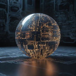 Generate an image representing the AI's abstraction, a glowing orb filled with complex circuitry and floating against a data-stream backdrop.