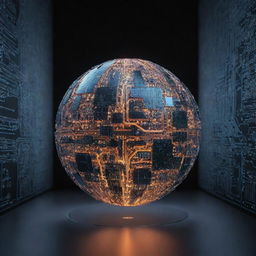 Generate an image representing the AI's abstraction, a glowing orb filled with complex circuitry and floating against a data-stream backdrop.