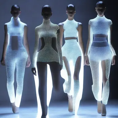 The futuristic fashion designer showcased a collection inspired by ionisation, featuring glowing garments and illuminated accessories that mimic the effect of charged particles.