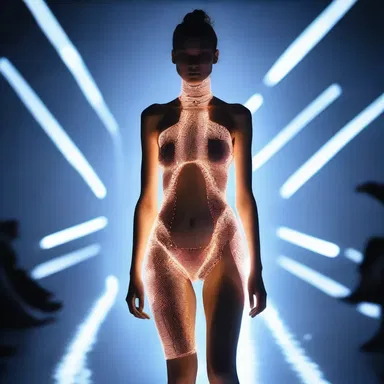 The futuristic fashion designer showcased a collection inspired by ionisation, featuring glowing garments and illuminated accessories that mimic the effect of charged particles.