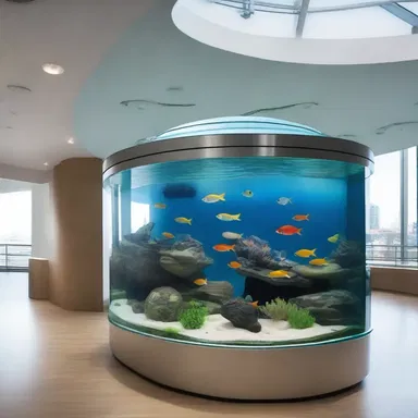 The aquarium's design incorporated curved glass panels to provide a visually stunning showcase for the different species of fish, including those affected by costia.