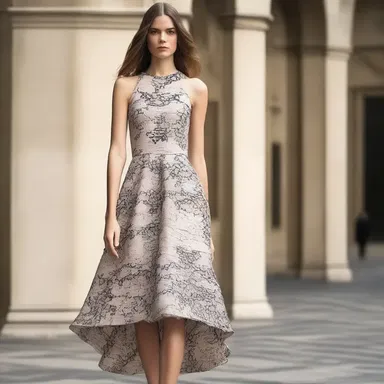 The designer incorporated mimetic patterns into the fabric, giving the dress a natural and realistic appearance.