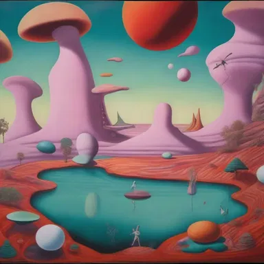 The artist's painting depicted a surreal landscape, with floating objects and distorted perspectives, creating an otherworldly experience.