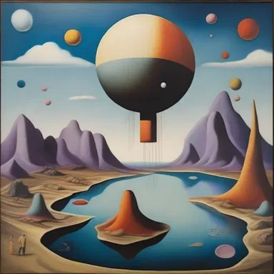 The artist's painting depicted a surreal landscape, with floating objects and distorted perspectives, creating an otherworldly experience.