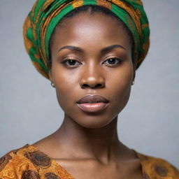 A portrait of a beautiful Nigerian girl, highlighting her prominent cheekbones and radiant beauty.