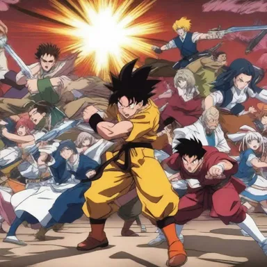 The animated characters in the anime created a commotion as they fought in an epic battle.