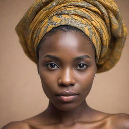 A portrait of a beautiful Nigerian girl, highlighting her prominent cheekbones and radiant beauty.