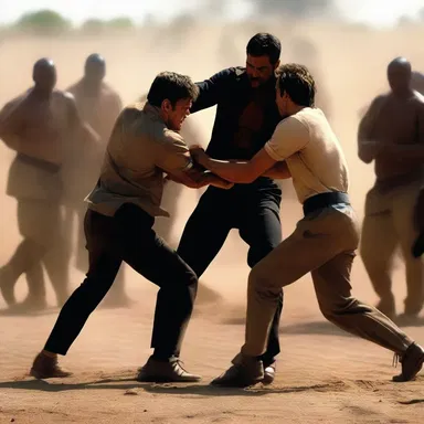 During the action scene, there was a lot of commotion as the characters fought each other.