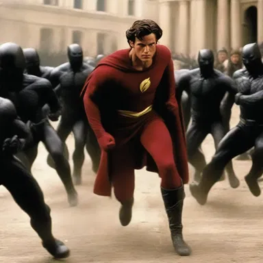 In the action-packed film, there was a commotion as the hero fought off a group of villains.