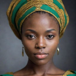 A portrait of a beautiful Nigerian girl, highlighting her prominent cheekbones and radiant beauty.