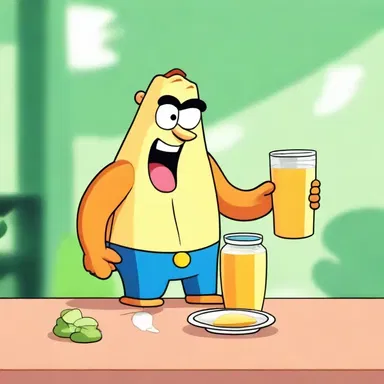 In the cartoon, the character eats a fat-soluble vitamin to gain superpowers.