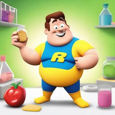 In the cartoon, the character eats a fat-soluble vitamin to gain superpowers.