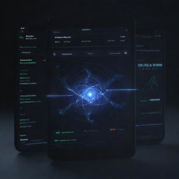 An advanced AI trading system named 'Flux Nebula Trading System' dynamically generating powerful signals and alerts. Visualize it as a sophisticated, futuristic technology interface with glowing signals, alerts and data streams flowing.