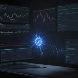 An advanced AI trading system named 'Flux Nebula Trading System' dynamically generating powerful signals and alerts. Visualize it as a sophisticated, futuristic technology interface with glowing signals, alerts and data streams flowing.