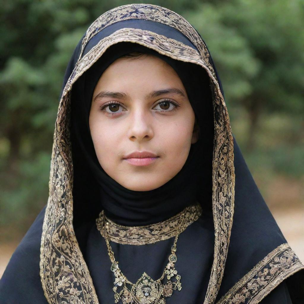 A girl wearing a traditional chador