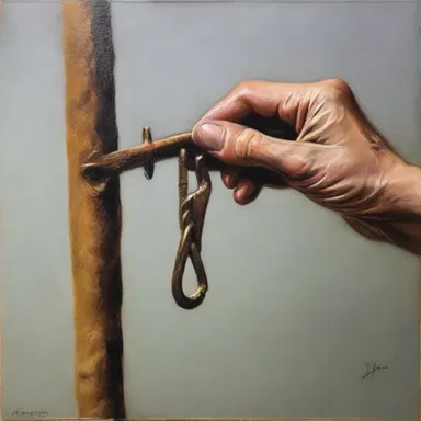 The artist skillfully depicted a grapnel in his painting, capturing the intricacies of the hooks and their ability to grasp and hold.