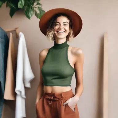 The fashion blogger cracked up about the latest trends in sustainable clothing.