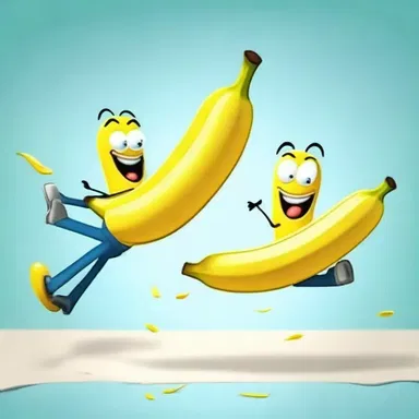 The cartoon characters cracked up as they slipped on the banana peel.