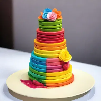 The famous pastry chef showcased her latest creation on the runway - a jellyroll cake inspired by the vibrant colors of the spring runway trends.