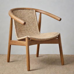 A distinct 'V' shaped modern Scandi Batavia chair, proudly representing Jepara craftsmanship, comprised of sturdy teak wood and patterned rattan weave.