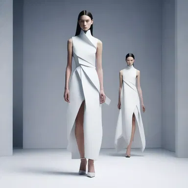 The designer's avant-garde collection aimed to capture the essence of stasis through static and sculptural silhouettes.