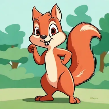 The saucy and impertinent squirrel character in the cartoon show is known for their sassy remarks and playful attitude towards other characters.