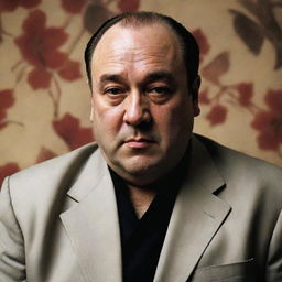 Enhance the image of Tony Soprano with more distinctive Chinese features, incorporating more explicit traditional Chinese cultural elements and styles.