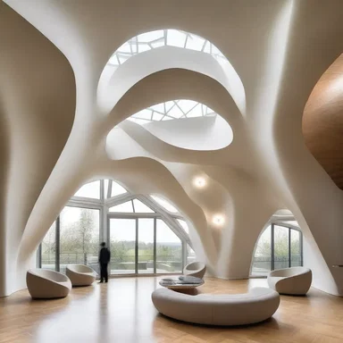 In architecture and interior design, hyperbolic geometry can inspire unique and unconventional structures with curved walls and ceilings that create a sense of abstract beauty and innovation.