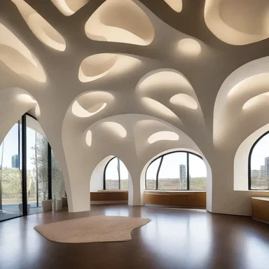 In architecture and interior design, hyperbolic geometry can inspire unique and unconventional structures with curved walls and ceilings that create a sense of abstract beauty and innovation.