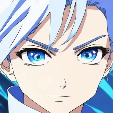 In the anime show, the character's eyes glowed with a vibrant blue hue due to the presence of iodopsin.