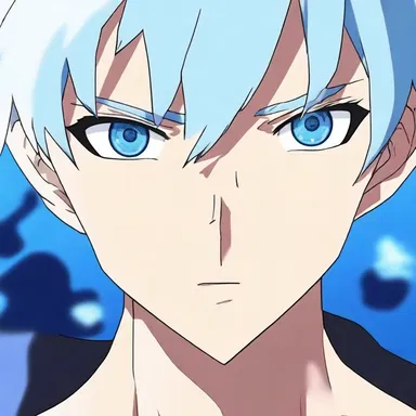 In the anime show, the character's eyes glowed with a vibrant blue hue due to the presence of iodopsin.